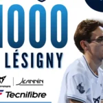 P1000 Lésigny | Padel Magazine Graphic banner with large blue 'P1000' text, a man in a white jersey on the right, and sponsor logos along the bottom for a design event.
