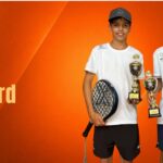 Aschard Le Saux la confiance est au rendez-vous avant le FIP Promises Paris by WME Sports | Padel Magazine Poster for FIP Tour 2026 with Marin Le Saux and Titouan Aschard holding trophies against an orange gradient background.