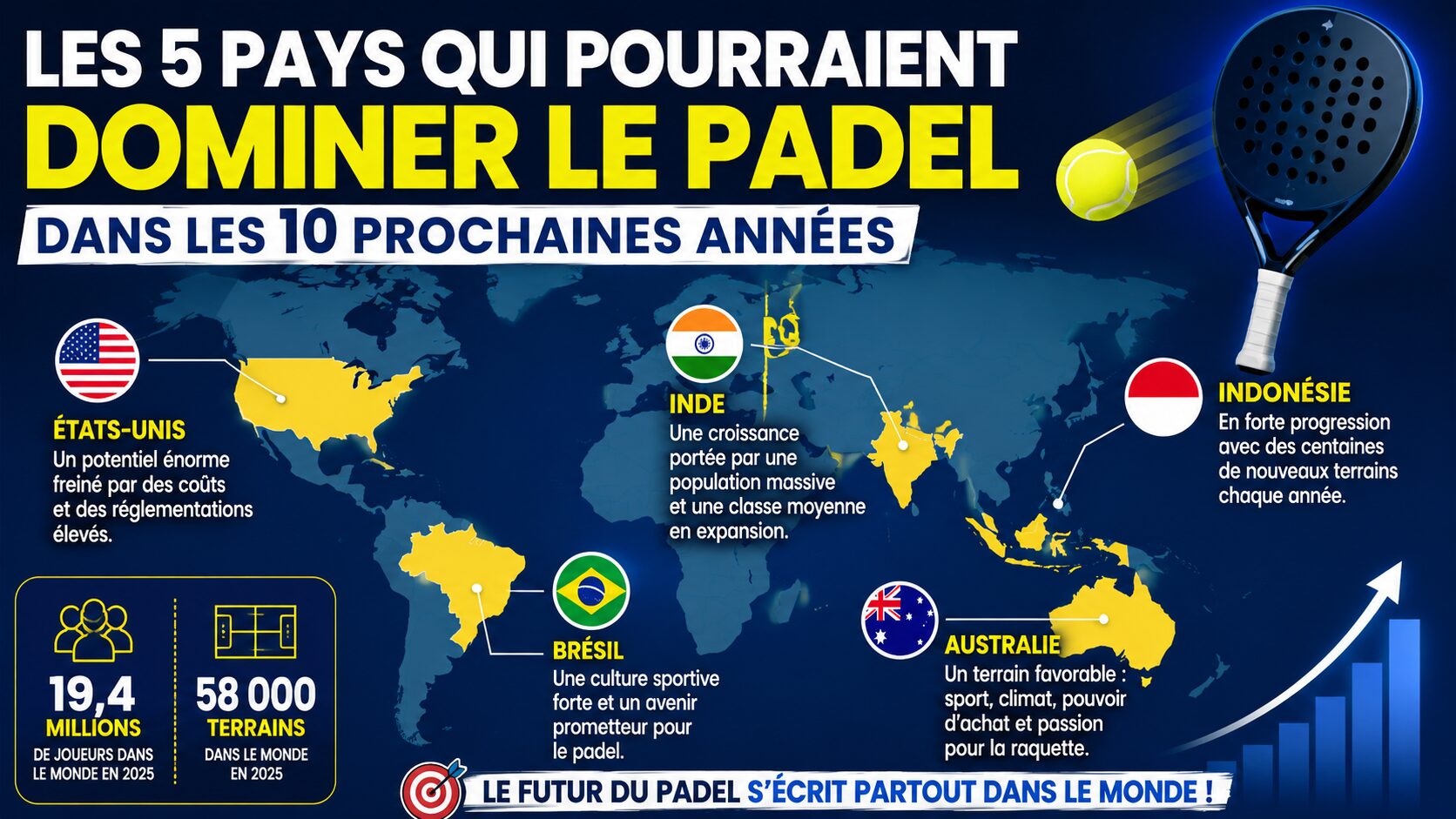 Les 5 pays qui pourraient dominer le padel dans les dix prochaines années