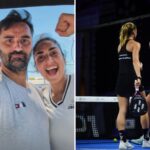 FIP Tour Godallier file en finale Touly stoppée nette en demi-finale | Padel Magazine Three friends pose for a sunny selfie, hands raised in a heart shape between them on the left panel and smiling at the camera? (collage)