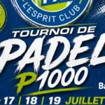 P1000 baillargues | Padel Magazine Blue tournament poster for Padel 1000, dates 17–19 July, Bailarques city logo, 3ème édition.