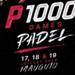 Poster announcing the P1000 Dames paddle tournament on July 17–19, 2026, with pink and white stylized text on a dark background.