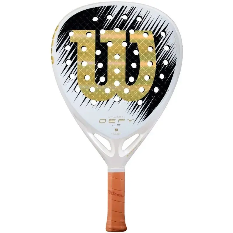 Valkoinen padel-/tennismaila, jossa on iso kultainen kimalteleva W-logo ja oranssi otepinta.