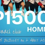 p1500 sete padel | Padel Magazine Poster advertising the P1500 Hommes paddle club event at Sète Paddle Club, showing five players jumping against a blue gradient background with the dates July 31 to August 2, 2016.