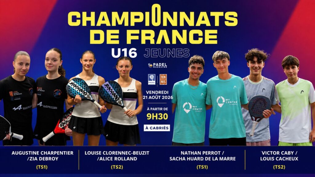 Championnats de France U16 : les favoris au rendez-vous avec Charpentier / Debroy – Clorennec-Beuzit / Rolland et Perrot / Huard de La Marre – Caby / Cacheux pour les titres
