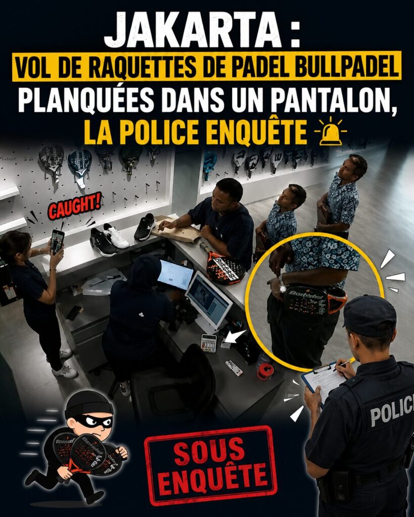 Jakarta : vol de raquettes de padel Bullpadel planquées dans un pantalon, la police enquête | Padel Magazine Jakarta : vol de raquettes de padel Bullpadel planquées dans un pantalon, la police enquête