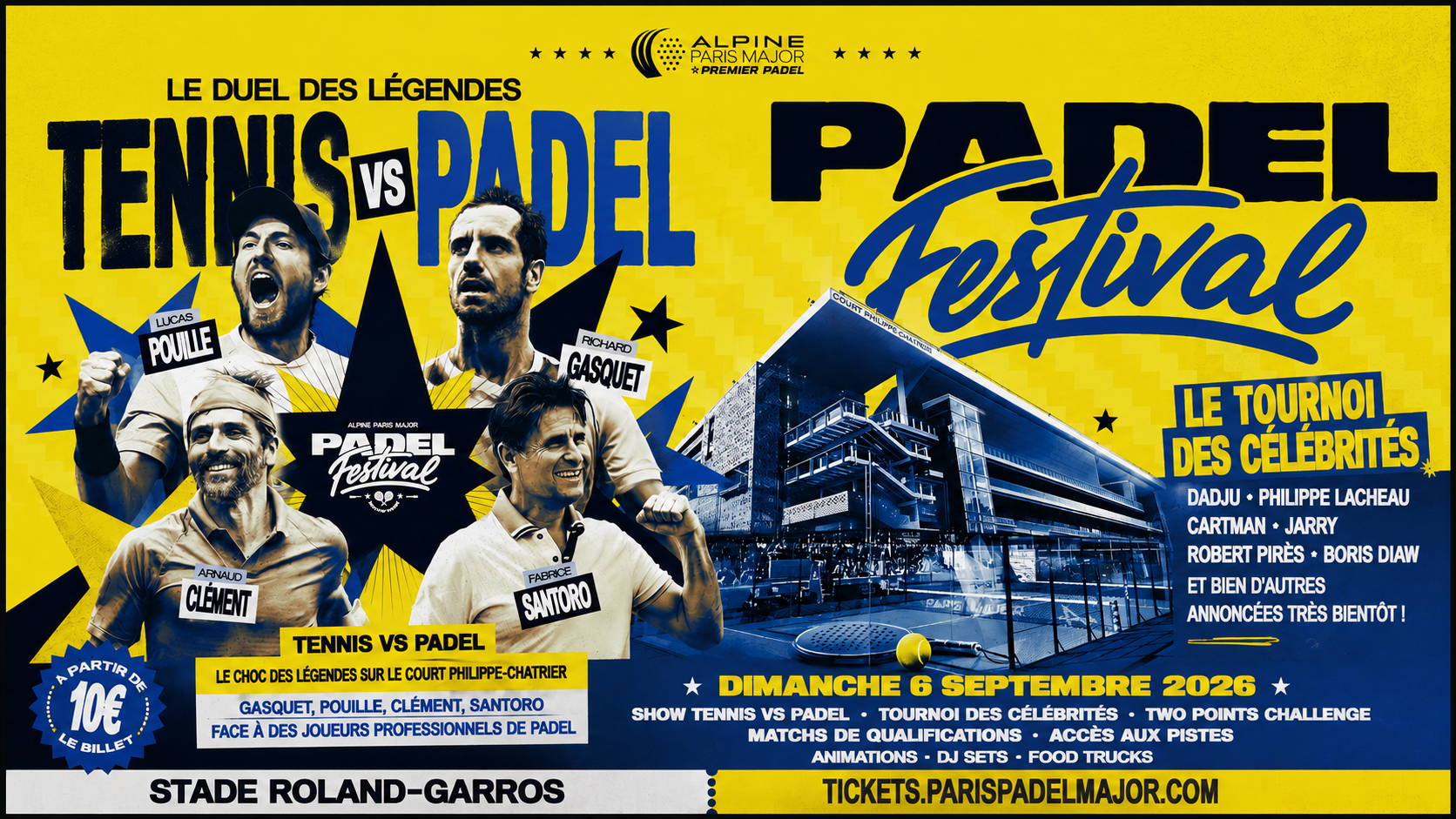 Paris Major 2026 : Gasquet, Pouille, Santoro, Pirès, Diaw… un dimanche de folie à Roland-Garros