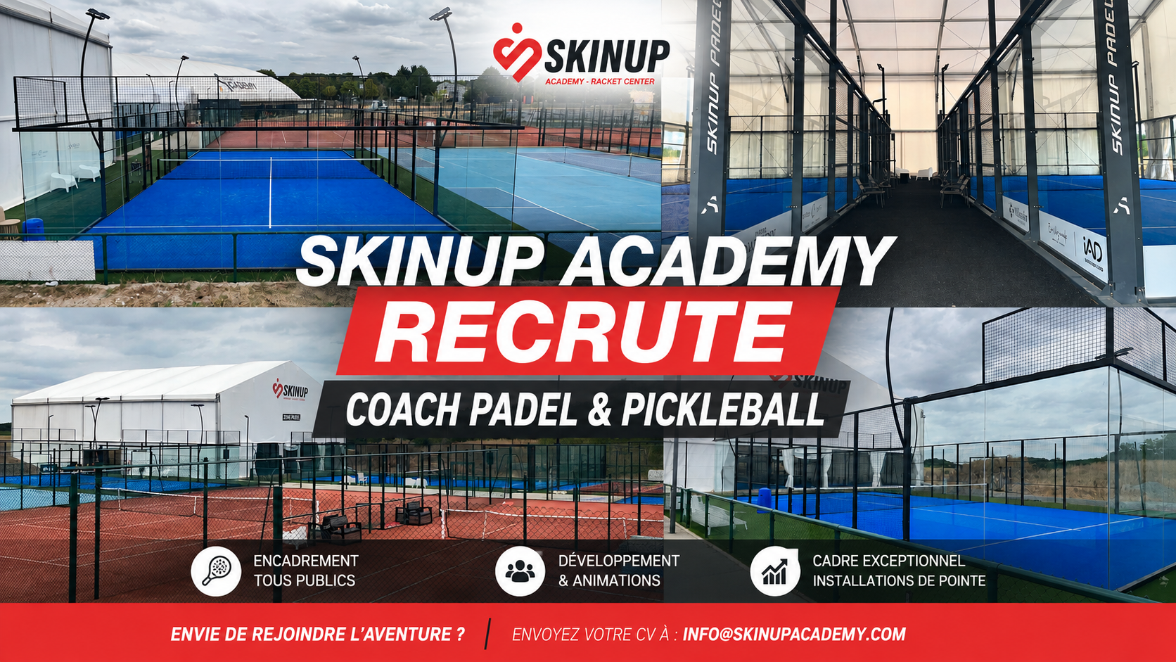 SkinUp Academy recrute un coach Padel & Pickleball à Azay-le-Rideau