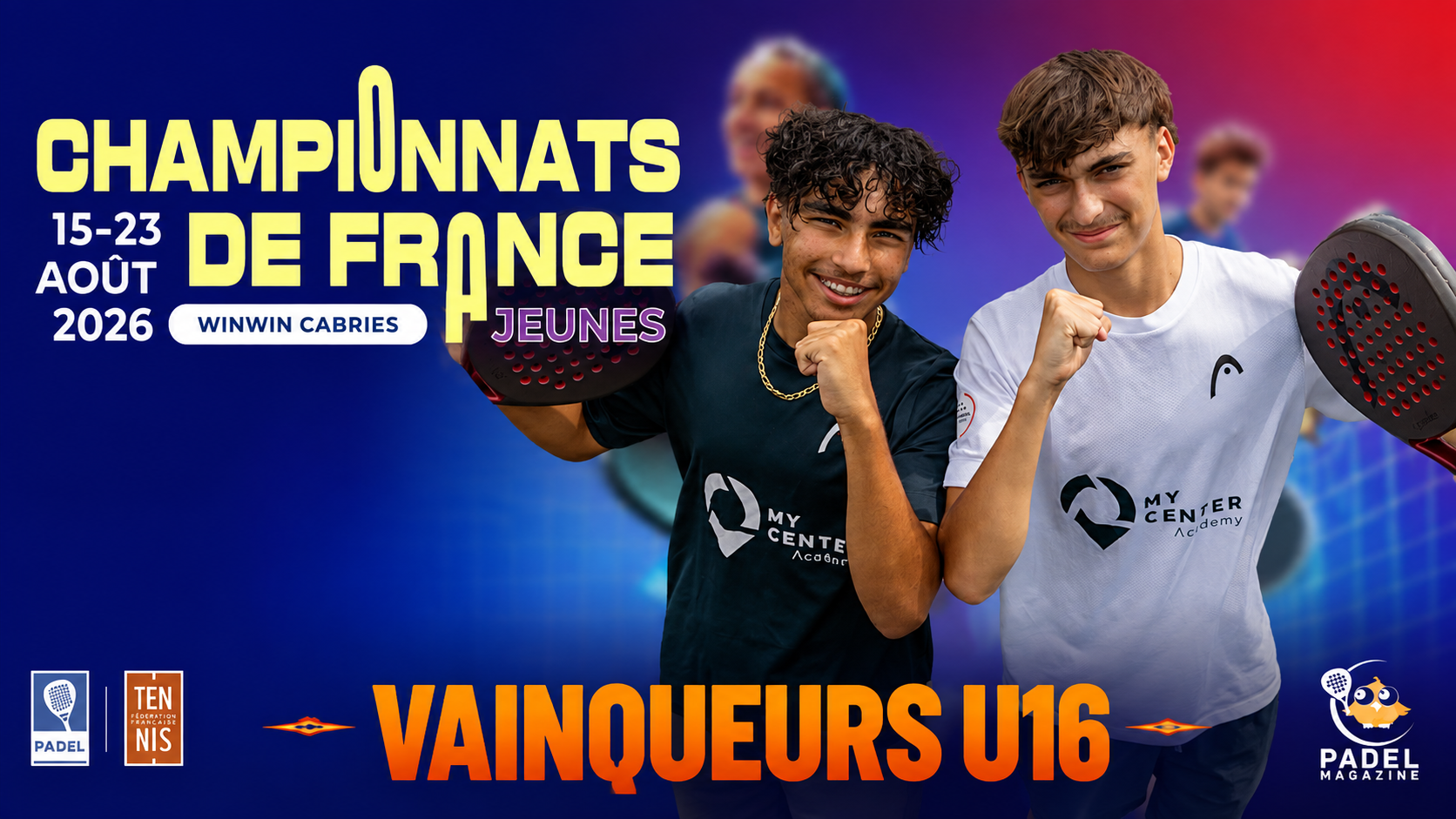 Championnats de France U16 : Perrot / Huard de La Marre survivent à une balle de match et décrochent le titre | Padel Magazine Championnats de France U16 : Perrot / Huard de La Marre survivent à une balle de match et décrochent le titre