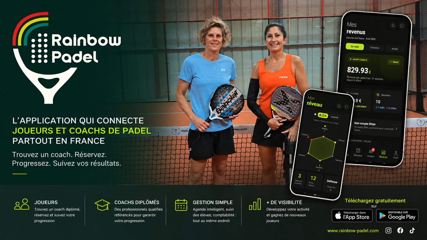Rainbow Padel veut simplifier la rencontre entre joueurs et coachs partout en France