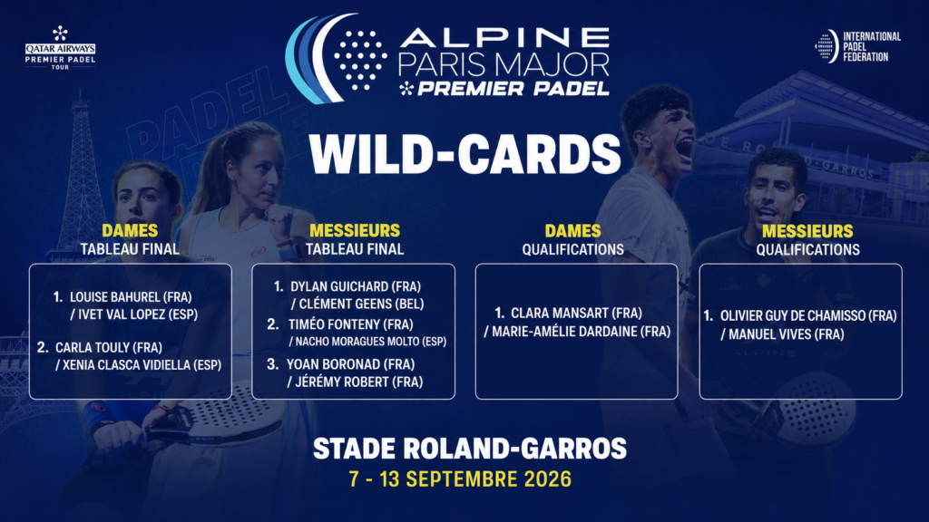 Alpine Paris Major 2026 : la FFT dévoile ses wild-cards, Guichard, Fonteny, Boronad et Bahurel, Touly directement dans le tableau principal