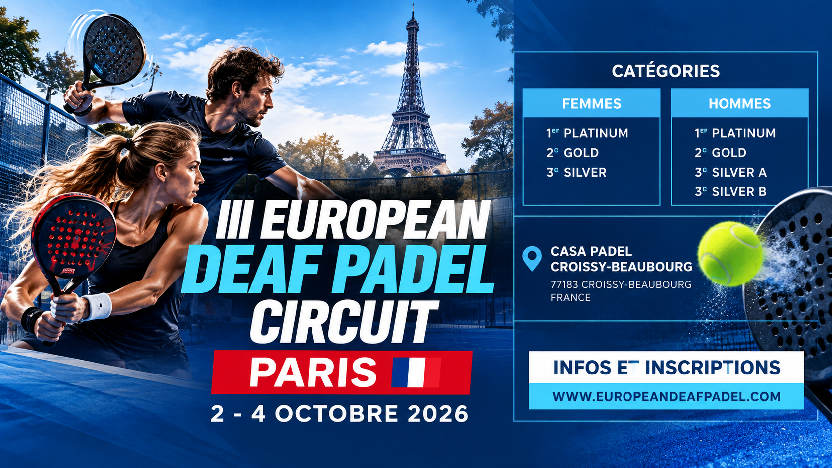 European Deaf Padel Circuit : 200 joueurs de 21 pays attendus à Paris