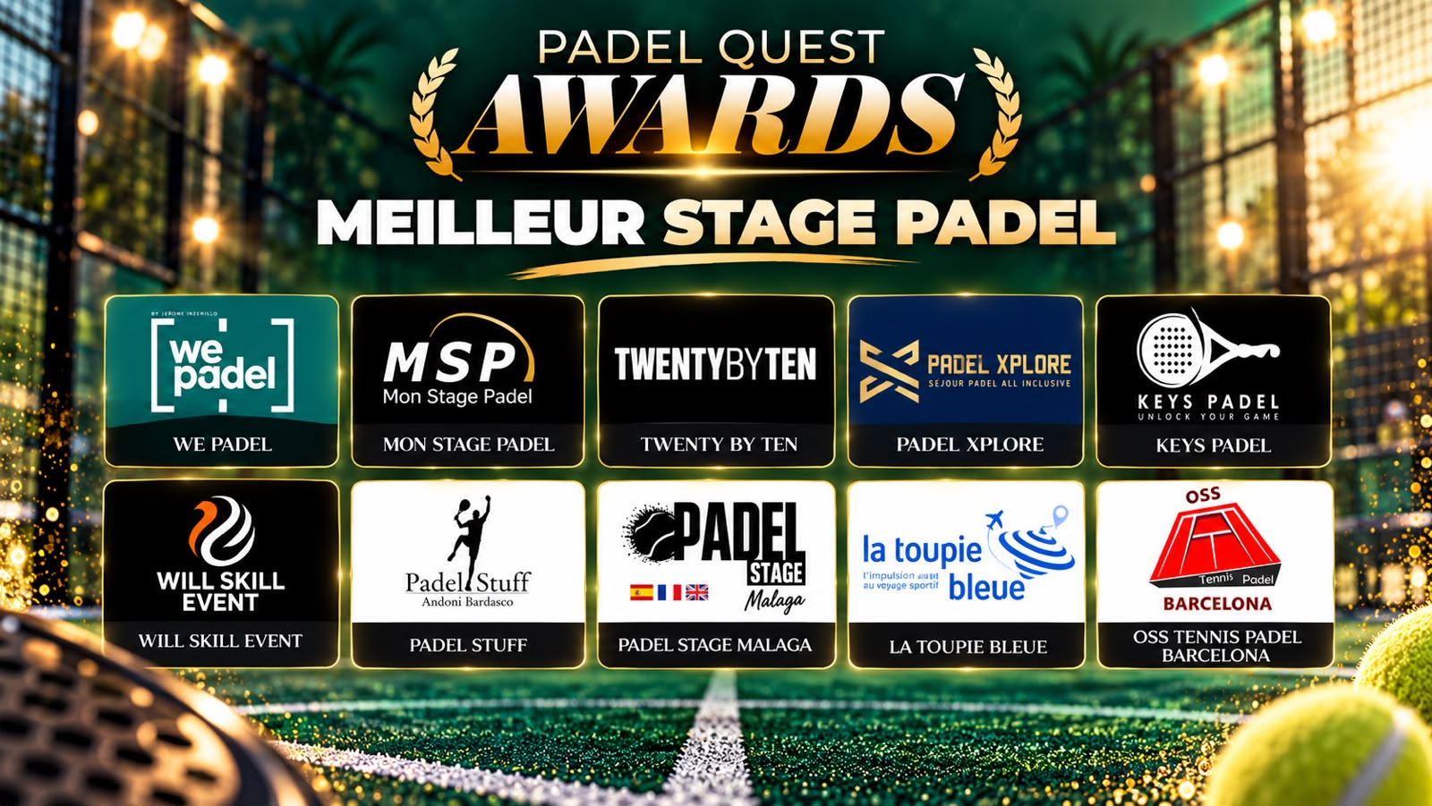 Padel Quest Awards : dix spécialistes en lice pour le titre de meilleur stage de padel de l’année