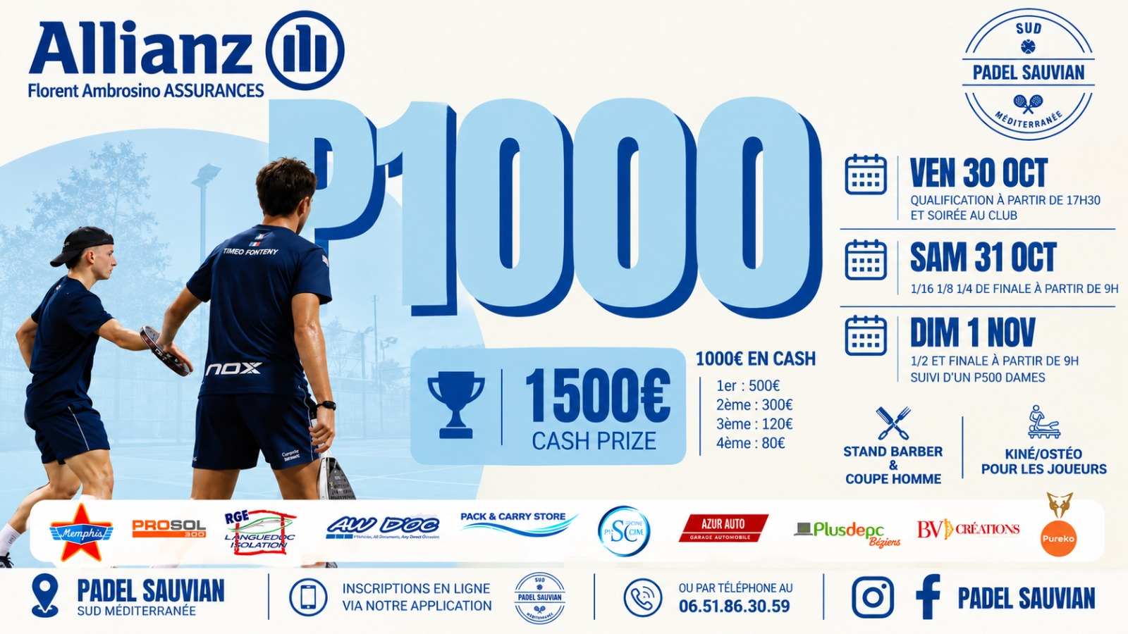 Cazaban / Ayuso, Cancel / Le Panse, Hugounenq / Barthe : du beau monde attendu au P1000 Sauvian Sud Méditerranée | Padel Magazine Cazaban / Ayuso, Cancel / Le Panse, Hugounenq / Barthe : du beau monde attendu au P1000 Sauvian Sud Méditerranée