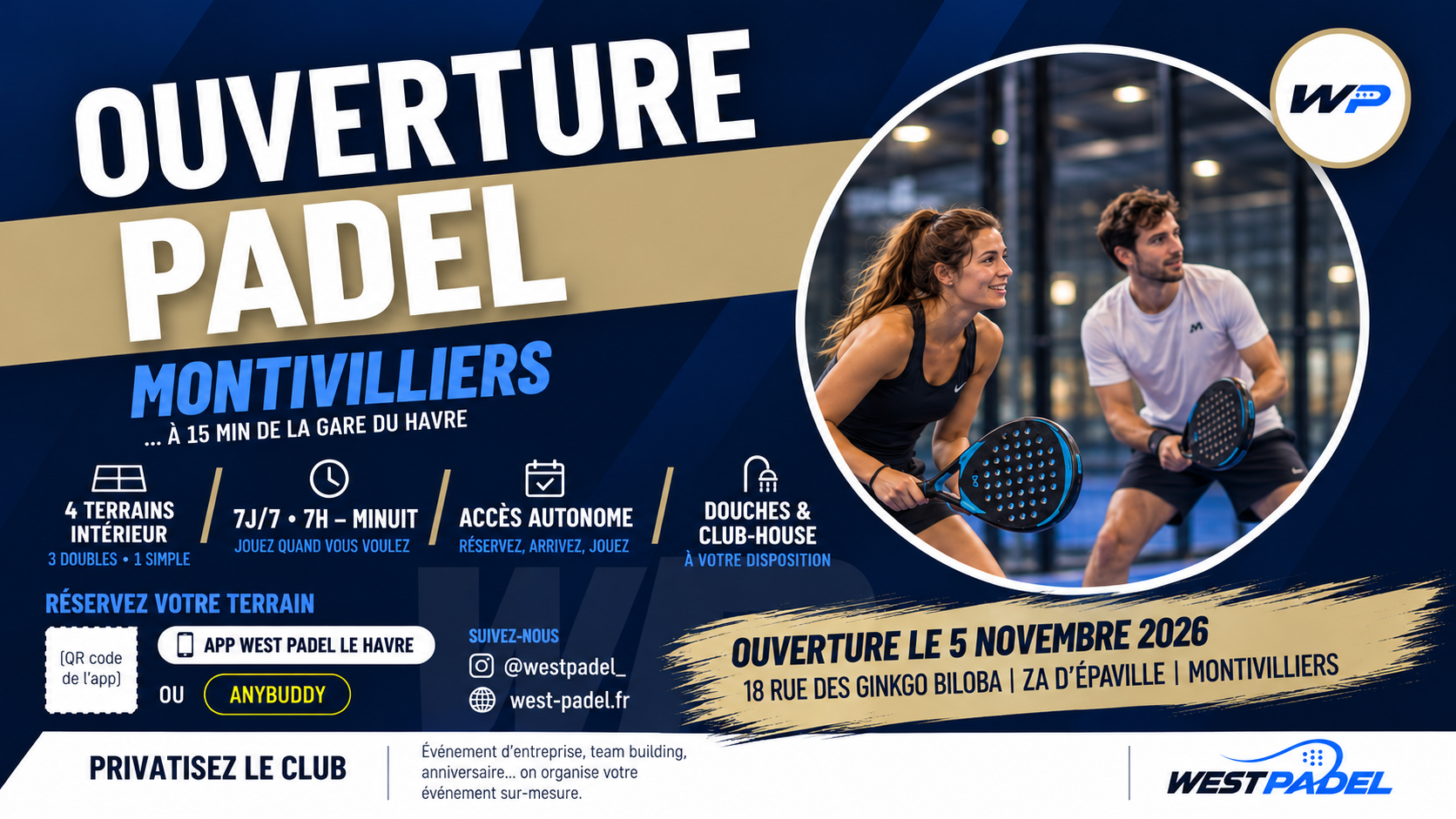 West Padel : un nouveau club de 4 pistes couvertes ouvre ses portes près du Havre le 5 novembre